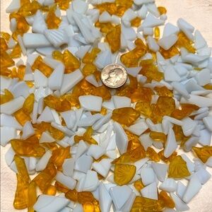 1lbs Mixed Milk Glass & Yellow Sea Glass Pieces For Crafts Jewelry Making